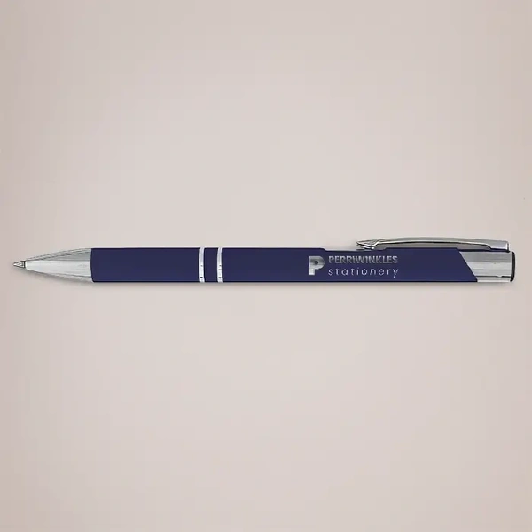 Engraved Paragon Pens - Example - Navy Blue Soft Touch